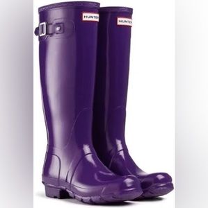 Purple Original Tall Gloss Hunter Rain Boots 8M/9F
